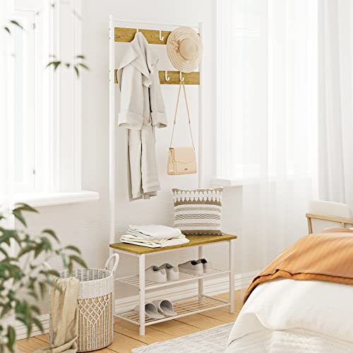 Hall Tree with Bench and Shoe Storage, 3-in-1 Coat Rack - Image 5