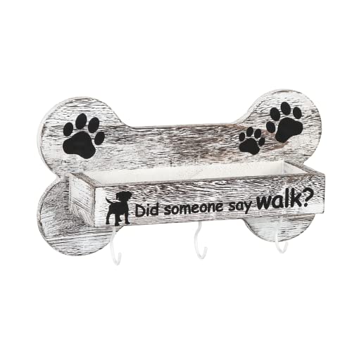 J JACKCUBE DESIGN Rustic White Bone Shape Wall Mounted Dog Leash - Image 2