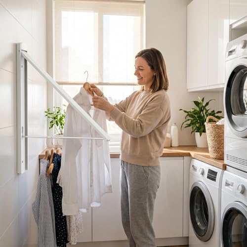 Wall Mounted Drying Rack Foldable, No Drill Laundry - Image 3