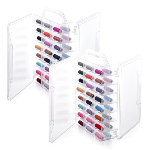 2 Pcs 46 Grids Sewing Organizer Double Sided Thread Box - Image 2