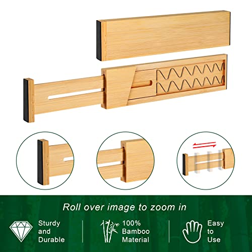 4 Pack Bamboo Drawer Dividers 2.6" High, Adjustable from 12 Inch - Image 3