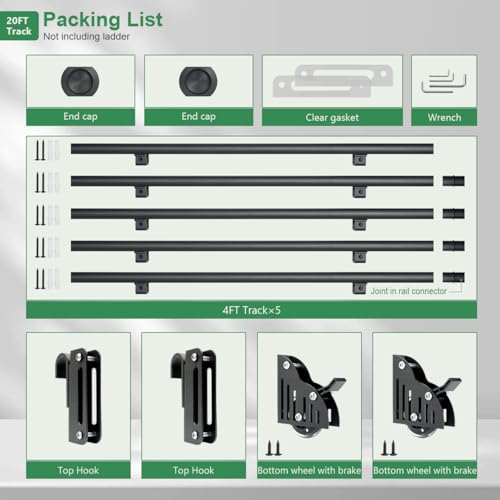 20FT Telescopic Hook-on Sliding Library Ladder Hardware - Image 4
