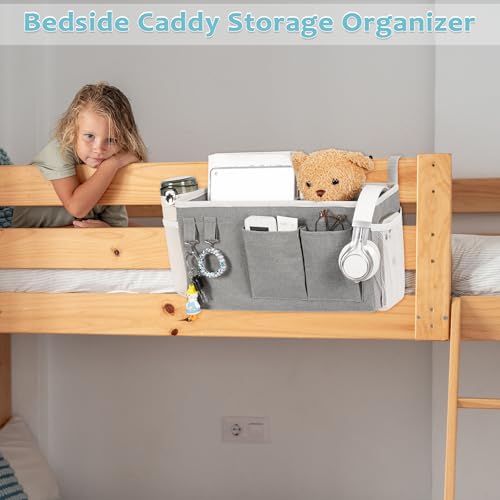 Bedside Caddy, Bedside Storage Bag Hanging Organizer for Bunk - Image 7