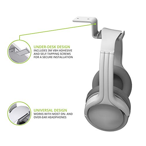 Kanto HH Universal Under Desk Headphone Hook - White - Image 4