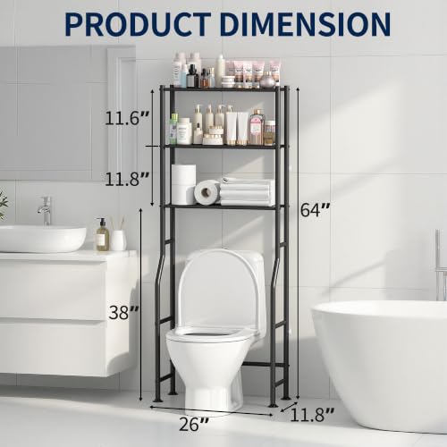 Livilord 3-Tier Over Toilet Storage Rack, Anti-Wobble, Black - Image 3