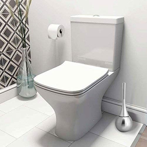 Toilet Bowl Brush and Holder, Creative Toilet Brush Set with Stainless Steel Base (Silver)