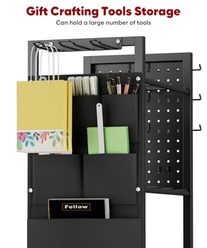 Wrapping Paper Storage Organizer with Wheels & Bag Storage, Black - Image 4