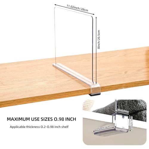 Shelf Dividers for Closet Organization,Clear Plastic Closet Shelf - Image 3