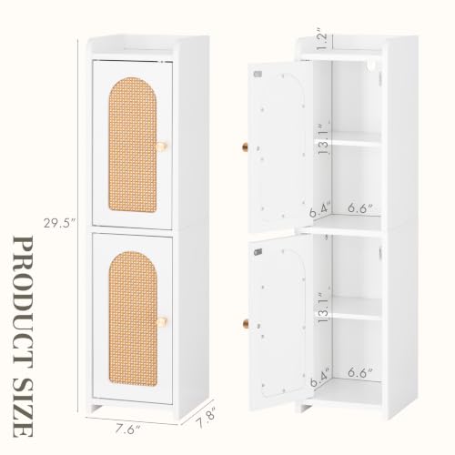 Spirich Slim Bathroom Storage Cabinet, Arched Rattan-Style Doors - Image 3