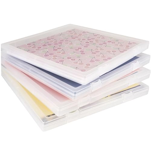 12x12 Scrapbook Paper Storage, 4 Pack Stackable Containers - Image 5
