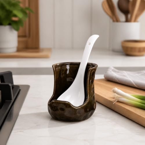 Ceramic Spoon Rest for Stove Top w/Pot Lid Holder, Kitchen - Image 7