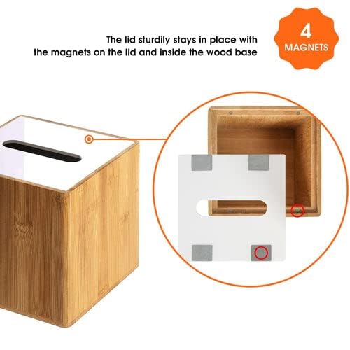 JackCubeDesign Bamboo Square Tissue Box White Acrylic Cover - Image 7