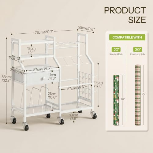 HOOBRO Wrapping Paper Storage Cart, Rolling Gift Wrap - Image 4