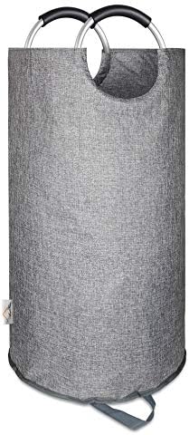 Large Laundry Hamper Bag Collapsible, Tall Laundry Basket with Sturdy Handles, Fabric Dirty Clothes Bin for Laundry, College Dorm, Boys, Man, Durable Heavy Duty Two-Layer – 90L Grey