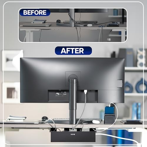 VIVO Black Flip-Open 16 in Cable Management Box, Desk-ACCBM1 - Image 5