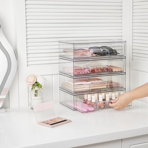 Vtopmart 12.1''W Clear Stackable Storage Drawers,3 Pack Acrylic - Image 3