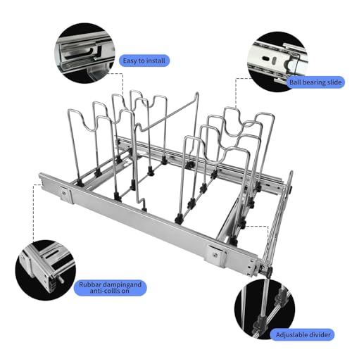 Pots and Pans Pull Out Organizer Under Cabinet, Adjustable Slide - Image 5