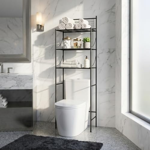 Bath Bliss 3 Tier Freestanding Bathroom Space Saver, Black - Image 6