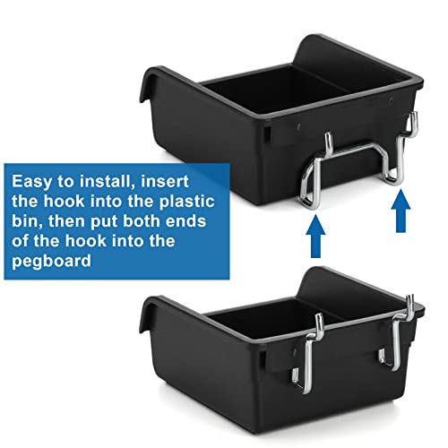 Foraineam 16 Pack Pegboard Bins with Metal Hooks, Black - Image 5
