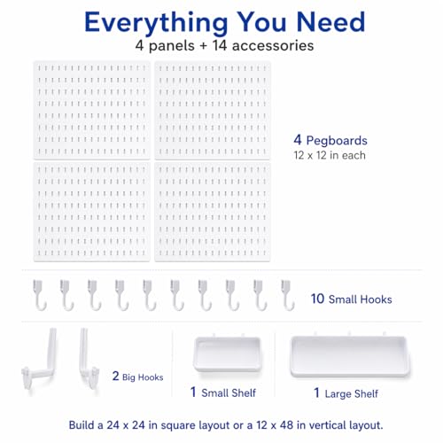 Colville White Pegboard Wall Organizer Kit, 24 x 24 in, 4 Panels - Image 4