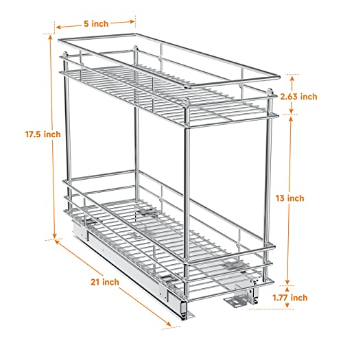 ROOMTEC Pull Out Cabinet Organizer for Narrow Cabinet (5" W X 21" - Image 7
