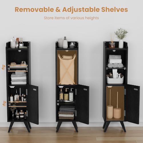 Slim Bathroom Storage Cabinet, 8" W x 8" D x 31.5" H, Black - Image 5