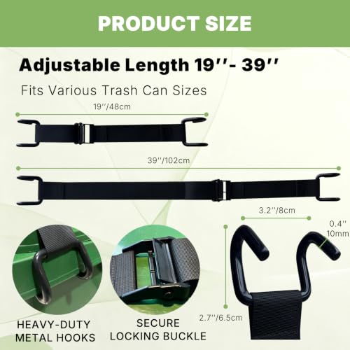 Outdoor Trash Can Lid Lock Strap Raccoons & Animals Proof Fits - Image 5