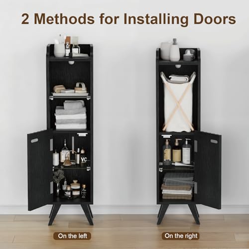 Slim Bathroom Storage Cabinet, 8" W x 8" D x 31.5" H, Black - Image 6