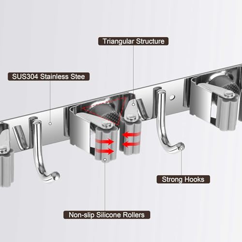 Broom Holder Wall Mount, Stainless Steel Broom Hanger Wall Mount - Image 7