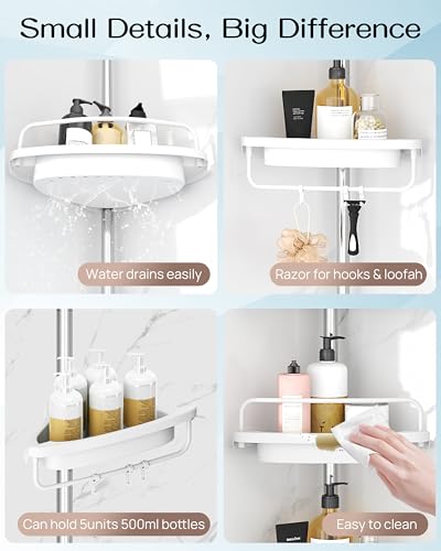 Corner Shower Caddy Tension Pole for Shampoo Holder, Stainless - Image 7