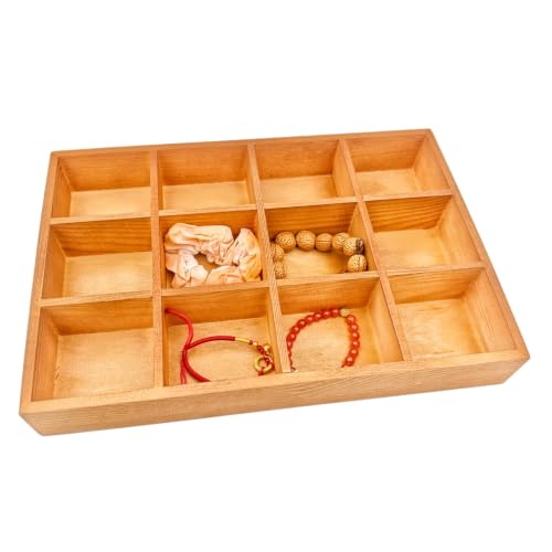 Wooden Sorting Tray Grid Display Divided Organizer Brown - Image 6