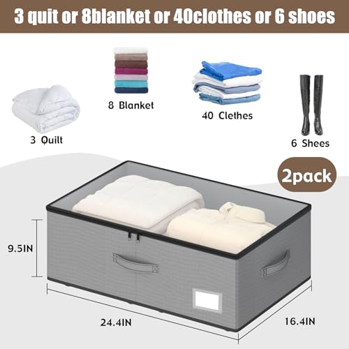 Under Bed Storage with Wheels, 10 inches height，Grey - Image 4
