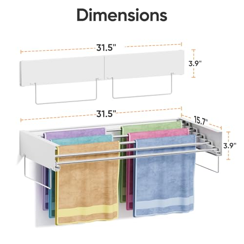 Wall Mounted Drying Rack, Laundry Clothes Drying Rack Foldable - Image 3