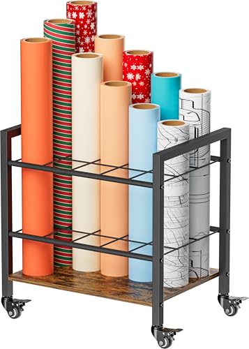 Blueprint Storage Rack Cart, 15 Slots Metal Rolling File - Image 2