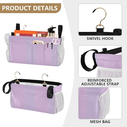 YETTASBIN Purple Bedside Caddy Hanging Storage Organizer - Image 6