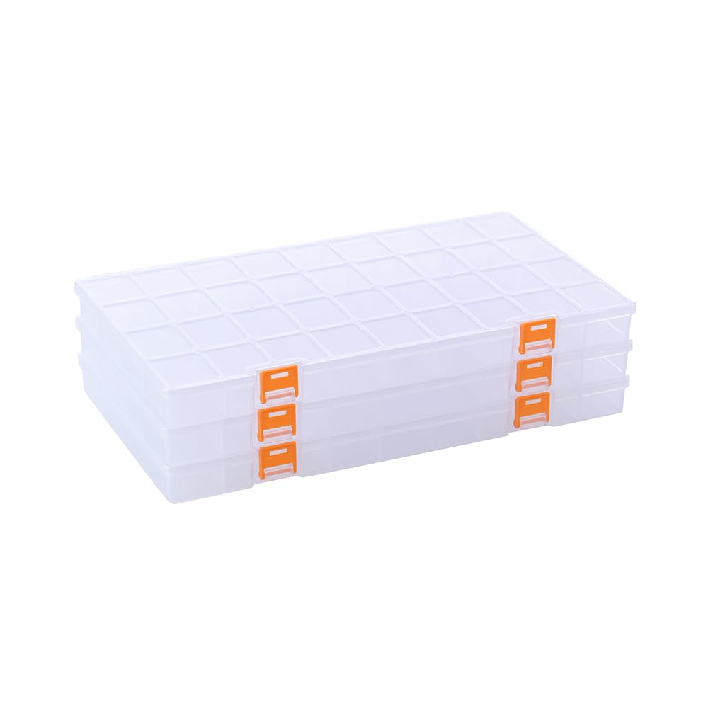 3 Pack 36 Grids Clear Plastic Storage Box with Dividers - Image 1