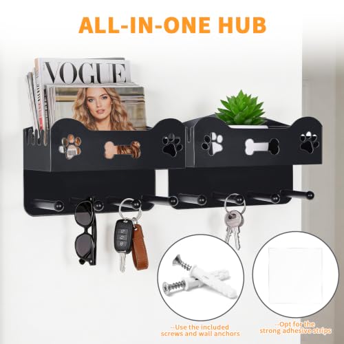 2 Pack Sturdy Wall Mount Dog Leash Holder with Solid Shelf - Image 5