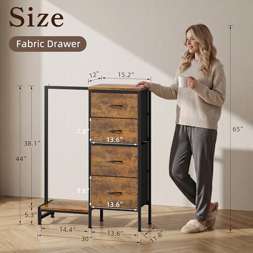HIGDBFE Tall Dresser 44''H with Hanging Rack, 4 Draw | All Products - Image 6