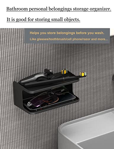 Bedside Wall Shelf Organizer, Small Bedside Shelf, (Black) - Image 5