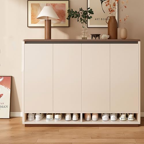 Walnut Wooden Shoe Organizer - Slim Free Standing Cabinet - Image 2