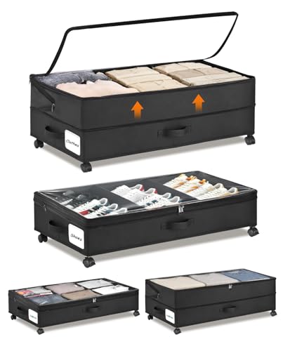 Under Bed Storage w/Wheels,70L Under Bed Containers,2 Pack-Black - Image 2