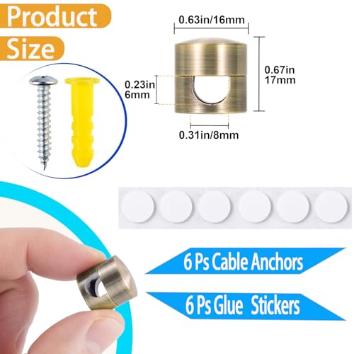 6 Sets Charger Cord Holder,Antique Copper Metal Adhesive Cable - Image 3