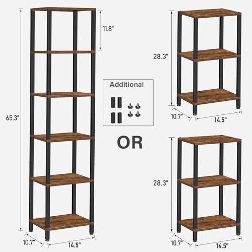 TUTOTAK Bookshelf, 6-Tier Tall Narrow Book Shelf for Small Space - Image 3