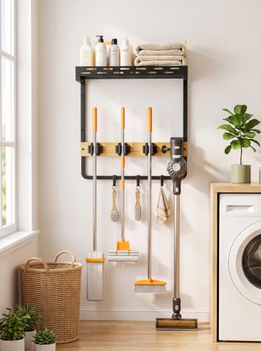 Broom Holder Wall Mount,16.6" Small Mop Tool Organizer - Image 4