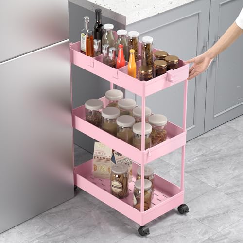 3 Tier Rolling Cart with Wheels, Storage Craft Art Trolley - Image 5