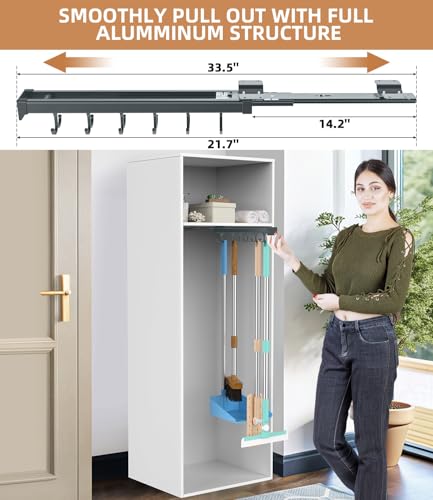 Pull Out Broom Holder, Multifunctional Slide Broom And Mop - Image 4
