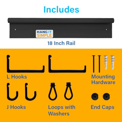 18-Inch Wall-Mounted Storage System with Adjustable Hooks - Image 4