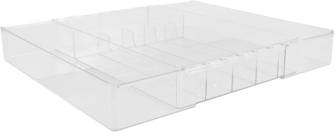CHILDWEET Expandable Cutlery Tray Organizer Acrylic Silverware Storage for Kitchen Drawer Multi-compartment Utensil Holder