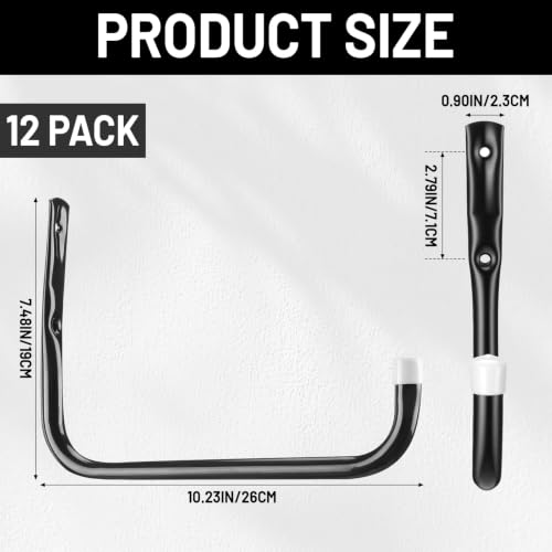 12 Pack Heavy Duty Steel Garage Wall Hooks 10 Inch - Image 4