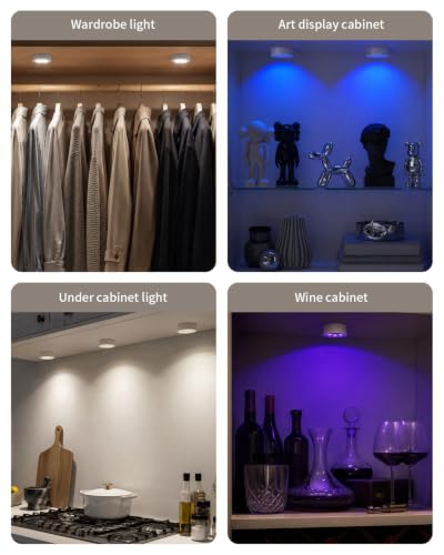 RGB Rechargeable Puck Lights with Remote, Magnetic Closet Shelf - Image 7